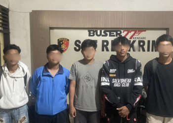 Para pelaku penganiayaan saat diamankan Polisi