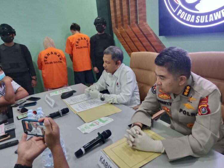 Direktorat Reserse Narkoba Kepolisian Daerah Polda Sultra saat menggelar Konfrensi Pers