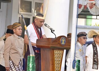 Kakanwil Kemenkumham Sultra saat membacakan amanat pidato Kepala Badan Pembinaan Ideologi Pancasila Republik Indonesia