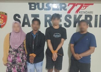 Enpat pelaku Curanmor saat diamankan di Mako Polresta Kendari