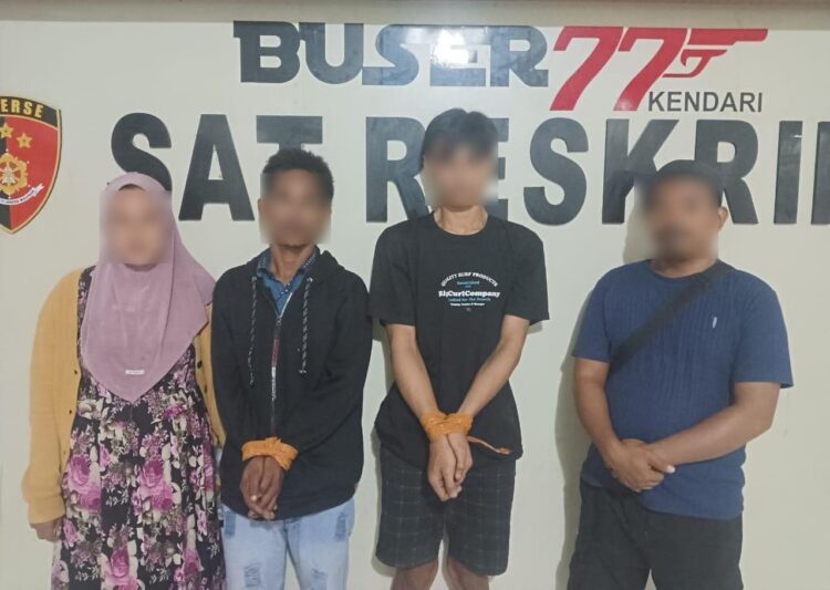 Enpat pelaku Curanmor saat diamankan di Mako Polresta Kendari