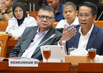 Menkumham RI, Supratman Andi Agtas saat rapat kerja bersama Komisi III DPR RI