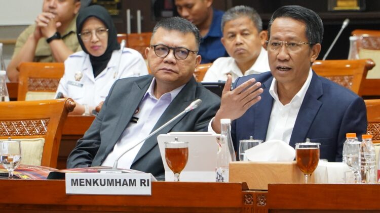 Menkumham RI, Supratman Andi Agtas saat rapat kerja bersama Komisi III DPR RI