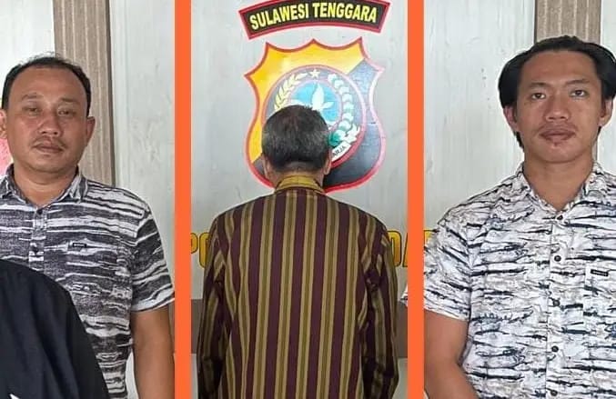 Kepala SMKN 2 Kendari saat ditahan Polresta sleanjutnya akan diserahkan ke Kejari