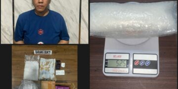 Pelaku usai diamankan Polresta Kendari bersama BB Narkotika seberat 525 Gram