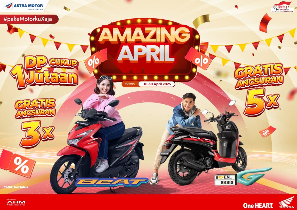 Salah satu promo spesial Honda, Amazing April untuk Honda Beat DP cukup Rp1 jutaan dan gratis angsuran tiga kali