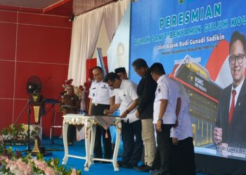Menkes saat meresmikan gedung tower 3, BLUD RSBG Kolaka dengan penandatanganan prasasti
