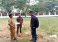 Kejari Konawe bersama Dinas PU melakukan pemeriksaan fisik pembangunan pagar KPU Konawe