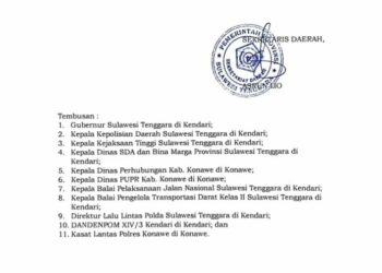 Surat teguran Pemrov Sultra untuk PT SNR yang ditandatangani Sekda, Asrun Lio
