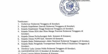Surat teguran Pemrov Sultra untuk PT SNR yang ditandatangani Sekda, Asrun Lio