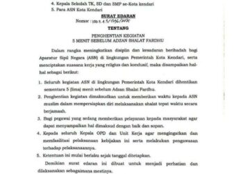 Surat Edaran Wali Kota Kendari untuk ASN Lingkup Pemkot Kendari