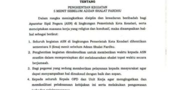 Surat Edaran Wali Kota Kendari untuk ASN Lingkup Pemkot Kendari