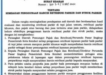 Surat Edaran Pemkot Kendari terkait retribusi parkir