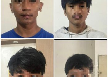 Empat pelaku pengrusakan usai ditangkap Buser77 Polresta Kendari