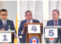 Ketiga Calon Rektor UHO, Prof. Armid, S.Si., M.Si., M.Sc., D.Sc, Prof. Dr. Ruslin, S.Pd., M.Si,
Prof. Dr. Ir. Takdir Saili, M.Si.