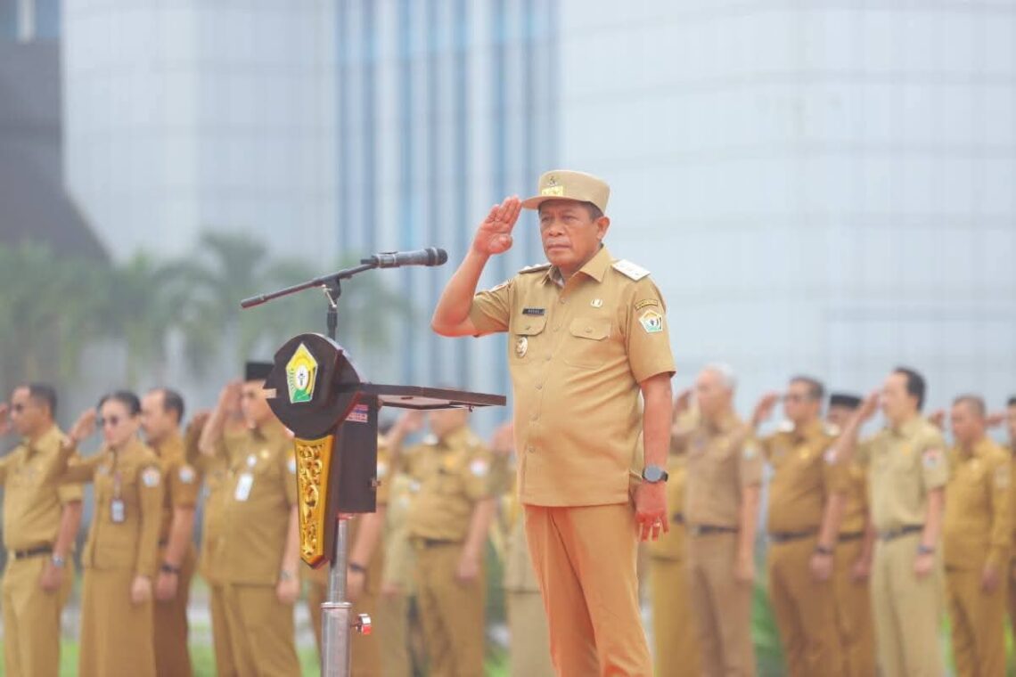 Wagub Sultra, Hugua saat memimpin apel gabungan