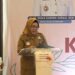 Ketua DWP Kendari, Hj Hasria SKM M.AP membuka kegiatan seminar