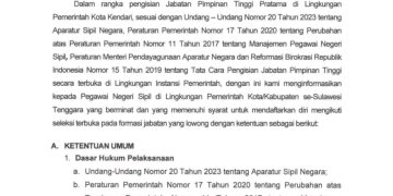 Pengumuman seleksi terbuka JPTP