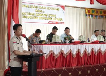 Bupati Konut, Ikbar membuka sosialisasi Satgas PKH