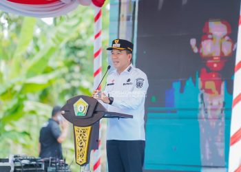 Bupati Konawe Selatan, Irham Kalenggo saat memberikan sambutan