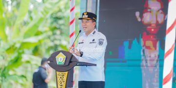 Bupati Konawe Selatan, Irham Kalenggo saat memberikan sambutan