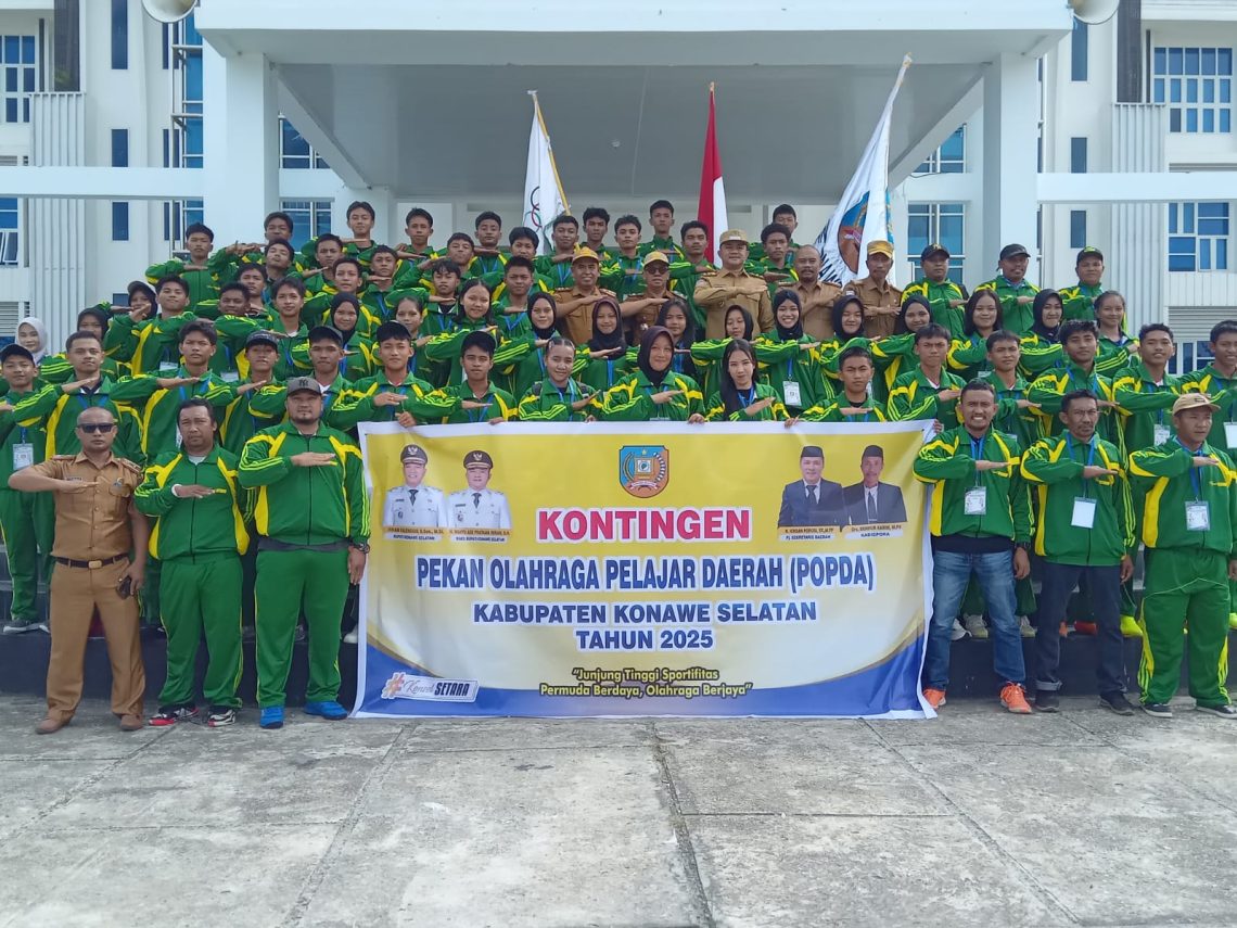 Lepas Kontingen POPDA, Wabup Konsel Minta Atlet Junjung Tinggi Sportivitas 10 Kontingen POPDA Konawe Selatan siap berlaga di Kota Kendari
