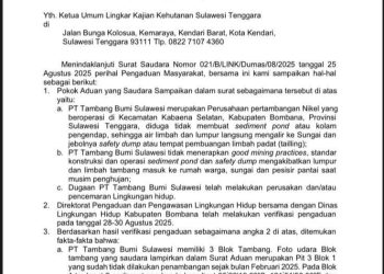 Aduan Pencemaran PT TBS Menguap, Tindak Lanjut Sanksi KLH Tak Jelas 20 Surat DLH Provinsi Sultra terkait PT TBS