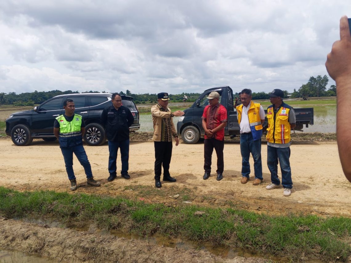 Wabup Konsel saat meninjau progres pengaspalan Potoro-Lakara