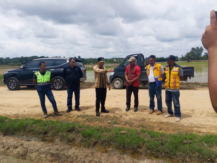 Wabup Konsel saat meninjau progres pengaspalan Potoro-Lakara