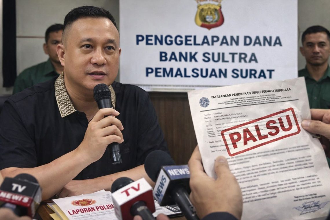 Dugaan Penggelapan Dana Unsultra dan Pemalsuan Surat Dilaporkan ke Polda 10 Kuasa hukum Rektor Unsultra, Marlin