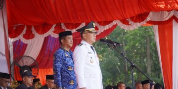 Wabup Konawe saat memimpin upacara Hari Otda ke XXX