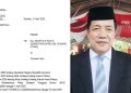 Mantan Sekwan DPRD Konut, Siharto K. Panto beserta surat panggilan dari Polda Sultra