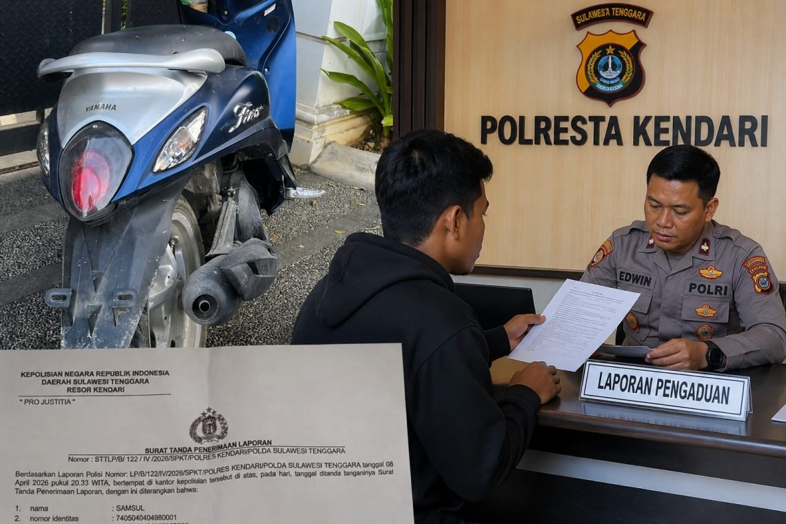 Motor yang diduga digelapkan beserta laporan resmi kepolisian