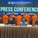 Imigrasi Kendari saat menggelar konferensi pers terkait penahanan 7 WN Tiongkok
