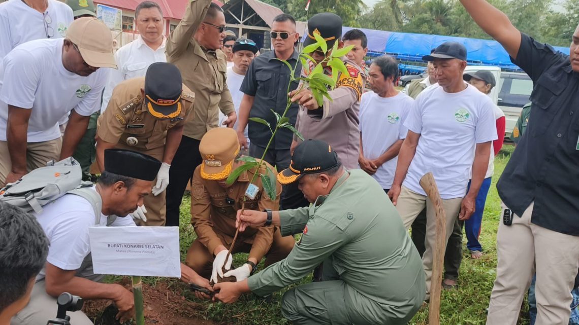 Hari Lingkungan Hidup Sedunia, Bupati Konsel melakukan penanaman pohon