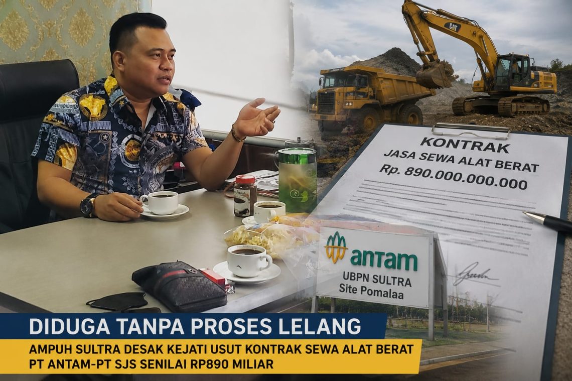 Direktur Ampuh Sultra, Hendro Nilopo menyoroti polemik kontrak jasa sewa alat berat antara PT Antam UBPN Sultra (Site Pomalaa) dengan PT Satria Jaya Sultra (SJS)