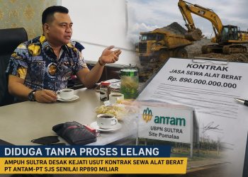 Direktur Ampuh Sultra, Hendro Nilopo menyoroti polemik kontrak jasa sewa alat berat antara PT Antam UBPN Sultra (Site Pomalaa) dengan PT Satria Jaya Sultra (SJS)