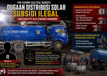 Mobil tangki milik PT Alif Energi Mandiri yang diduga mendistribusikan solar subsidi ilegal