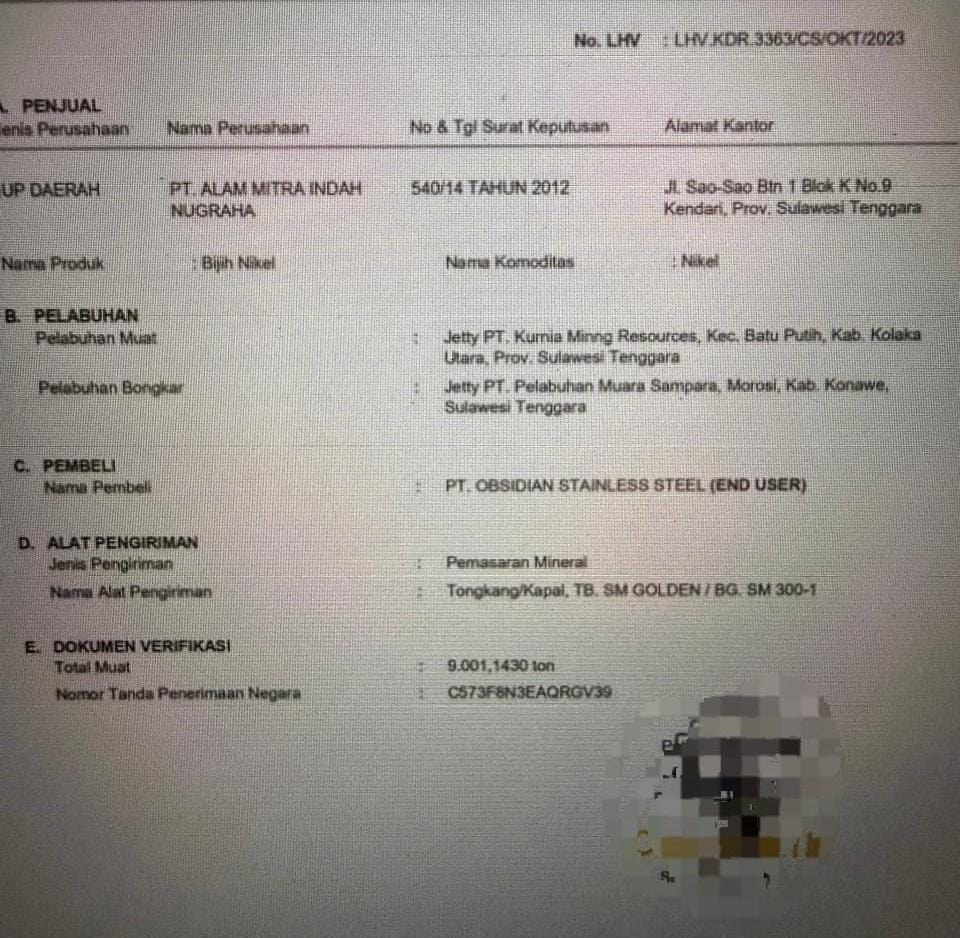 LHV PT Carsurin Disorot di Jilid III Kasus Dugaan Korupsi PT AMIN 10 Bukti LHV yang diterbitkan PT Carsurin pada Oktober 2023
