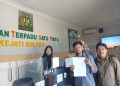 KSBSI saat melaporkan dugaan nepotisme pengadaan cleaning service Pemprov ke Kejati Sultra