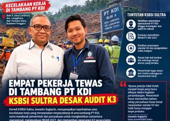 Ketua Korwil KSBSI Sultra, Iswanto (kanan) menyoroti K3 PT KDI
