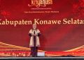 Ketua Dekranasda Konsel, Nurlita Jaya saat tampil pada ajang Kriyanusa 2026 di Jakarta